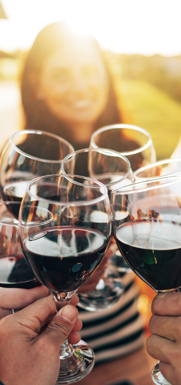 Weinglaeser mit Rotwein